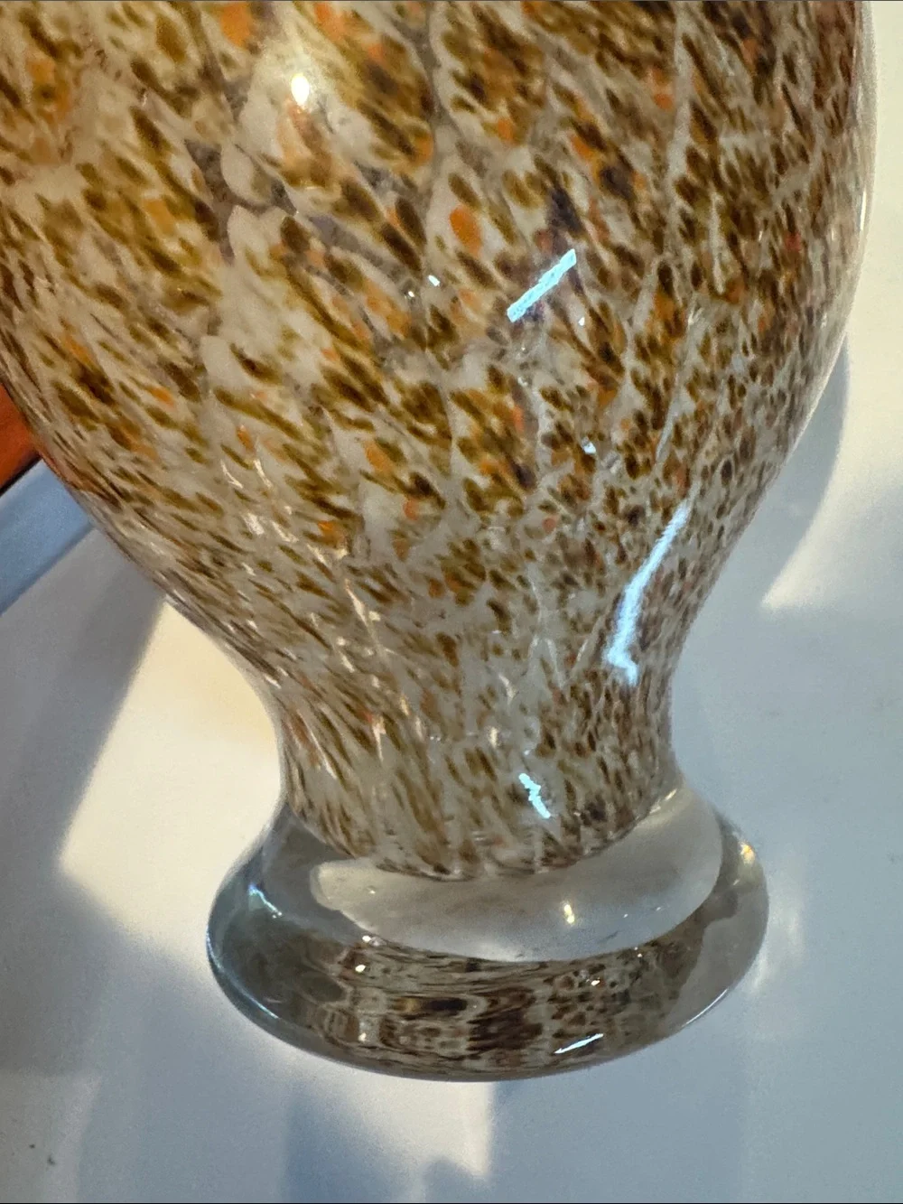 Bird Glass Vintage Speckled Pigeon Hawk White Brown Orange